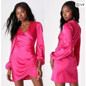 Lulu's Pink Satin Mini Dress
